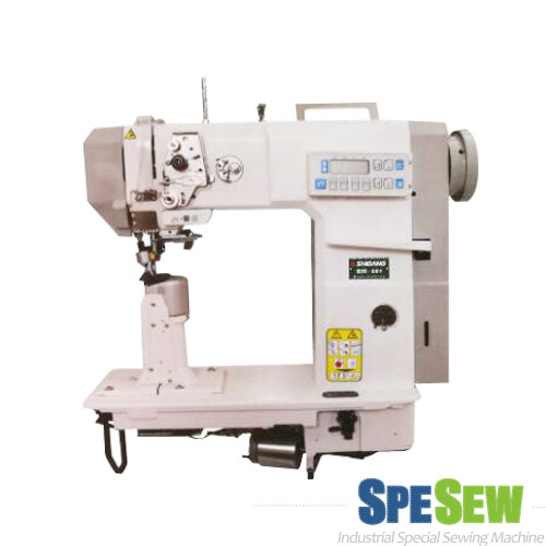 Single-needle post-bed with automatic backstitch sewing machine